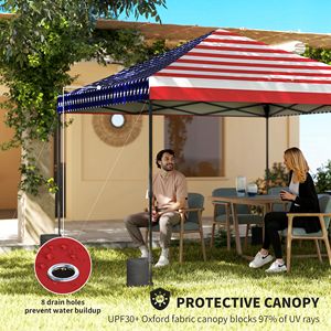 Gazebo Pieghevole 3x3m con Bandiera Americana, Montaggio Istantaneo, Tenda Portatile da Esterno con Borsa per il Trasporto - Product Image 5