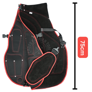 Tablier de sécurité pour ferrageur, style long avec sangle réglable, boucle en acier inoxydable, ouverture à une main, 6 emplacements pour couteaux, maille respirante - Product Image 5