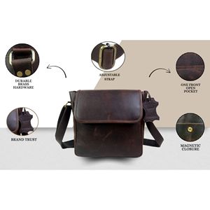 Bolso bandolera vintage de cuero genuino marrón para mujer – Bolso ligero tipo mensajero con cremallera segura - Product Image 5