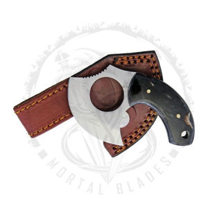 Cuchillo de Caza de Acero de Damasco Hecho a Mano de Calidad Premium con Mango Cómodo y Funda de Cuero, Tamaño Personalizado - Product Image 3