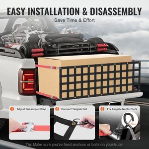 Rete per pianale camion resistente 54 x 18 pollici con 4 cinghie telescopiche regolabili, estensibile e durevole, accessori per il controllo del carico - Product Image 4