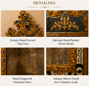 Venetian Wooden Carved <b>Antique</b> Wall Mirror Etched Floral Beveled <b>Frame</b> <b>Antique</b> Silver Full Length Decorative Luxury Handmade - Product Image 6