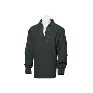 <b>Men's</b> Black Long Sleeve Casual <b>Shirt</b> With <b>Lace</b> <b>Up</b> Front Turn Down Collar Solid Color Woven Fabric Autumn Wear - Product Image 1