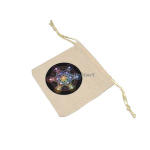 Cristaux 7 chakra pierre de guérison dégringolé pierres d'inquiétude chakra pierre emballage cadeau Flo wer de vie avec Chakra Cube sac imprimé - Product Image 2