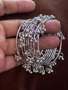 Everyday 4 Kashmiri Fashion Women's Stylish Trendy Stackable <b>Silver</b> Plated Eco-Friendly Wedding Modern <b>Bangles</b> Wrist Accessories - Product Image 2