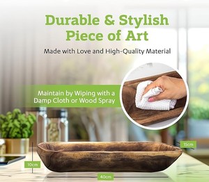 ชามไม้ทำมือสไตล์เรียบง่ายสำหรับใส่อาหารตกแต่งโต๊ะสไตล์ฟาร์มเฮาส์ - Product Image 3