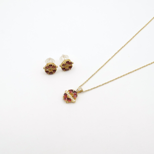 Luminous <b>Garnet</b> Red Gemstone Pendant and <b>Earrings</b> Set Stylish Trendy Women’s Fashion Jewelry Collection - Product Image 3