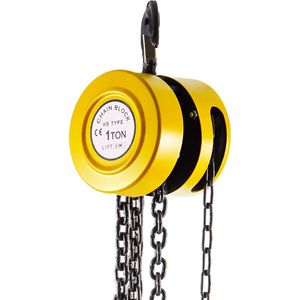 Paranco a Catena Industriale con Sollevamento di 4,5m/15ft, Capacità 2200 Libbre/1 Tonnellata, Blocco a Catena Manuale per Altezza di Sollevamento di 6m - Product Image 1