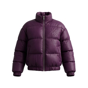   Veste matelassée pour femme, hiver, col montant, manches longues, coupe-vent, rembourrage épais en polyester, longueur courte, fermeture éclair - Product Image 1
