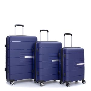 Set da 3 pezzi Navy da 3 pezzi (20/24/28) rigida doppia Spinner valigia con lucchetto leggero e resistente Set 3 pezzi - Product Image 2