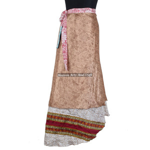 Dernier design de jupe portefeuille multicolore à imprimé floral, fabricant et grossiste de jupes portefeuille en soie, sarong de plage long en soie - Product Image 2