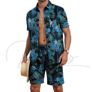 Nouveaux ensembles de mode pour hommes, chemises à imprimé floral hawaïen et shorts de plage, très tendance - Product Image 1