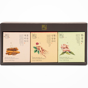 men wellness <b>tea</b> Gyeongshin Bio Korean Sparassis Crispa Mushroom Instant Powder <b>Tea</b> Gift Set 3 Kinds Cinnamon Ginseng Ginger - Product Image 1