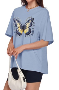 Nueva Colección de Camisetas de Mujer Estampadas 100% Algodón, Manga Corta, Cuello Redondo, Hombros Caídos, Talla Grande, Cómodas, de Bangladesh - Product Image 5
