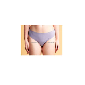 Culotte menstruelle confortable et respirante pour femme, en coton, sans ailettes, design moderne, imprimé par transfert thermique, bleu marine et gris - Product Image 4