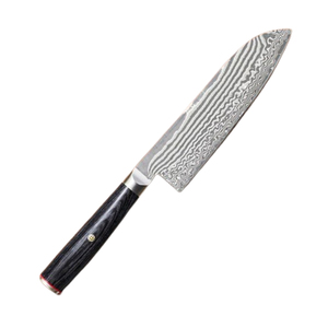 Cuchillo de Cocina de Acero de Damasco, Hoja Recta, Cuchillo Utilitario, Mango Negro, Acabado Martillado, Punta Caída - Product Image 5