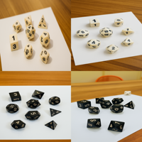 Ensemble de dés de jeu de table DND RPG, 1 pièce, ronds, gravés, à bords tranchants, en os de buffle et plastique, faits à la main, durables