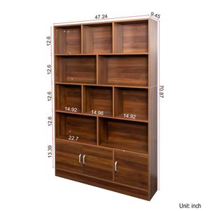 Libreria Moderna a Cubi da 180 cm con 4 Ripiani Aperti, 10 Cubi e 3 Ante - Scaffale Alto per Organizzazione e Archiviazione - Product Image 4