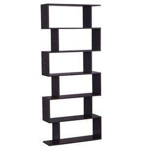 Modern S-Shaped Z Shelf <b>Bookcase</b> 6- Shelf Multifunctional <b>Wooden</b> Storage Display Stand for Living Room & Hotel Application - Product Image 5