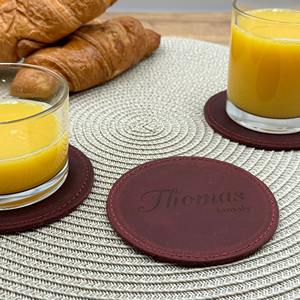 Juego de Posavasos de Cuero Genuino Personalizados al por Mayor, Aislantes del Calor, Impermeables, de Lujo, para Oficina Ejecutiva, LC-0064C - Product Image 1