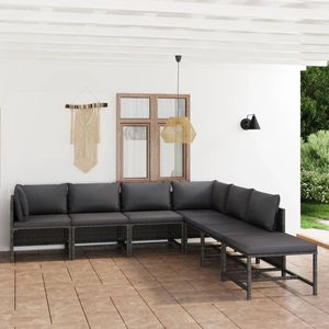 Ensemble de salon de jardin modulaire en polyrotin gris 7 pièces, meubles d'extérieur durables et élégants - Product Image 1