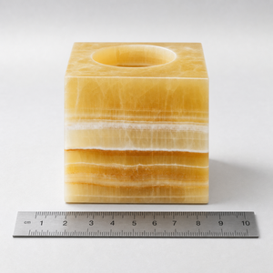 Support de bougie chauffe-plat en onyx ambre naturel, fait main, en forme de cube, bloc de pierre carré, vente en gros, logo personnalisé, décoration de salle de bain - Product Image 4