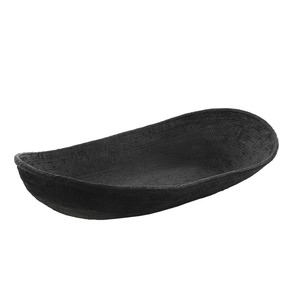 Bol ovale en bambou fait main décoratif, design minimaliste, couleur noire, vaisselle décorative pour servir la nourriture à la maison, cadeau décoratif - Product Image 1