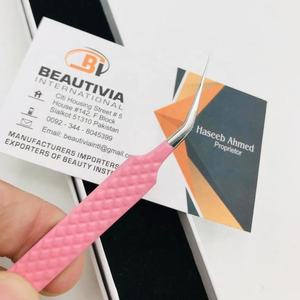 Pince à épiler en acier inoxydable à revêtement en poudre rose avec logo personnalisé professionnel pour extensions de cils durable et durable - Product Image 2