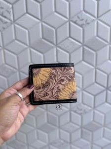 New Designer Hand Tooled Leather <b>Wallet</b> Men's <b>Long</b> Zipper Multi Uses <b>Wallet</b> Hot Sale Fashion Sun Flower Cash Holder Gift - Product Image 2