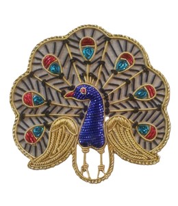 Décorations de Noël de luxe, ornements suspendus pour arbre de Noël avec paon brodé à la main, techniques d'impression de haute qualité - Product Image 1