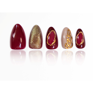 Ongles artificiels de luxe en forme d'amande, style salon, ligne métallique dorée, à presser, en ABS, vente en gros, OEM/ODM - Product Image 1
