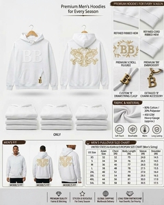 เสื้อฮู้ดโอเวอร์ไซส์ผู้ชาย แบรนด์เนวี ผ้าเฟรนช์เทอร์รี่ พิมพ์ลายซิลิโคนโลโก้ BB ผ้าฝ้าย มีกระเป๋าหน้า สไตล์ลำลอง - Product Image 3
