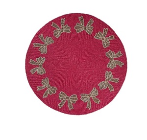 handcrafted beaded floral placemat Handmade Beaded Round Placemat <b>Butterfly</b> Design Embroidered <b>Dining</b> Mat <b>Table</b> Charger for - Product Image 2