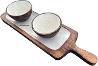 Plateau de service rectangulaire en bois d'acacia, design moderne, nouvelle arrivée, écologique, personnalisable, motif poisson bleu océan émaillé