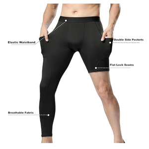 Pantalones de compresión de una pierna para hombre, ajustados, largos, para baloncesto, leggings de capa base, ropa interior - Product Image 5