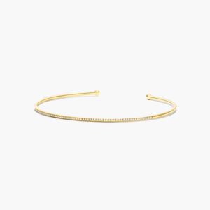 Petite Cuff Lab Grown Round Brilliant Cut Diamond Luxury <b>Bracelet</b> in 14K Yellow Gold - Product Image 5