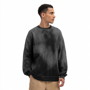 Sweat-shirts OEM pour hommes à col rond et manches longues, coupe ample, délavés à l'acide et au délavage à la pierre - Product Image 3