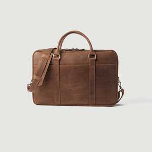 Elegante Bolso Mensajero de Cuero Vintage para Hombre, Maletín Unisex de Cuero Genuino, Bolso Rígido para Uso Diario, Logotipo Personalizado, 1 Pieza, Poliéster - Product Image 1