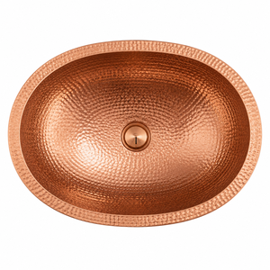 Lavabo de Cobre Ovalado Martillado Hecho a Mano para Baño, Lavabo Empotrable para Hogar y Hotel, Fabricante Mayorista OEM ODM - Product Image 1