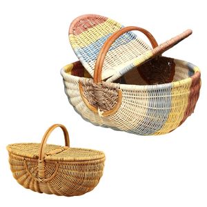 PHU HAO Customizable Vintage Natural RATTAN Harvest Picnic <b>Basket</b> for Storage, Harvesting, Shopping and Gift Display - Product Image 1
