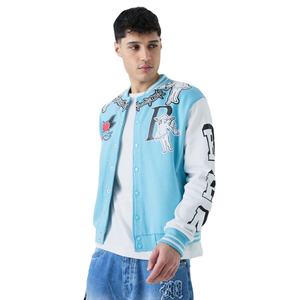 Chaqueta Varsity para Hombre al por Mayor, de Cuero Genuino, Cortavientos, Manga Larga, Estilo Universitario, con Bolsillo Frontal - Product Image 1