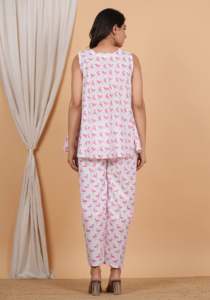 Ensemble deux pièces imprimé flamant rose, ensemble coordonné de maternité, haut et pantalon de maternité pour femmes enceintes, vêtements de grossesse - Product Image 2