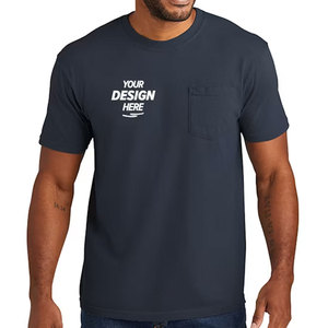Camiseta de Manga Corta para Hombre, Color Azul Marino, Cuello Redondo, con Bolsillo, Corte Regular, Informal, de Algodón Jersey, con Diseño Estampado en la Parte Delantera - Product Image 1