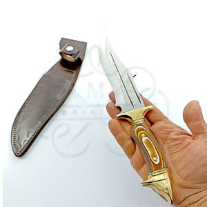 Cuchillo de caza hecho a mano de acero 4116, hoja táctica de espiga completa, funda de cuero - Product Image 3
