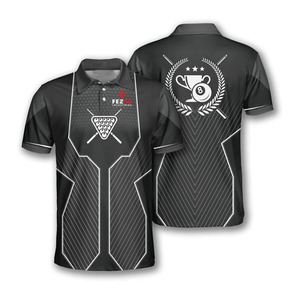 Fezco Industries <b>Men's</b> Black Gothic <b>Skull</b> Billiard Polo <b>Shirt</b> Digital Printed Quick Dry Short Sleeve Woven Polyester - Product Image 5