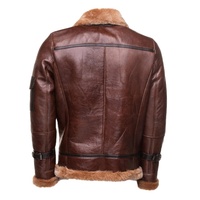 Blouson Bomber en Cuir de Mouton Marron Tricoté de Haute Qualité pour Hommes, Grande Taille, Hiver, Col en Fourrure de Renard, Fermeture Éclair, Chauffant, Vente en Gros, Direct Usine OEM
