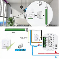 Module d'interrupteur de rideau WiFi RF universel 315/433,92 MHz en plastique, portée 100 m, télécommande sans fil 4 boutons pour maison intelligente et LED