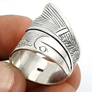Antique Artisan Design Handmade Bohemian <b>Ring</b> Crafted From 925 Sterling Silver Engraved Minimalist Jewelry Ethnic Boho <b>Ring</b> - Product Image 4