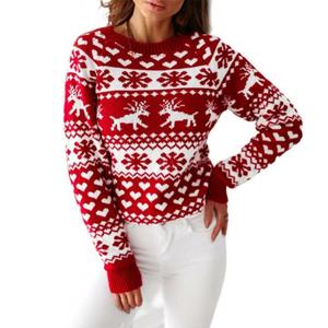 Pull en tricot doux à manches longues pour femme, col rond, décontracté, surdimensionné, chaud et confortable, coupe ample pour l'hiver - Product Image 1