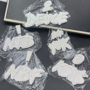 Pendentif personnalisé avec nom serti de pierres pour hommes et femmes, lettre initiale en moissanite ronde brillante couleur D, collier en argent sterling - Product Image 5